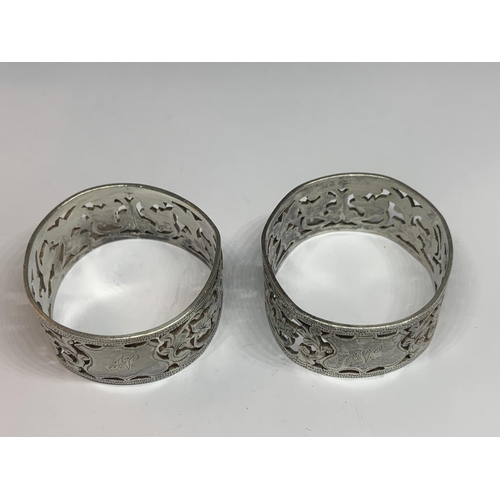 98 - A PAIR OF HALLMARKED BIRMINGHAM SILVER NAPKIN RINGS ENGRAVED N GROSS WEIGHT 48.06 GRAMS