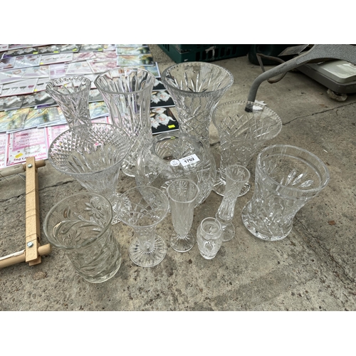 1702 - AN ASSORTMENT OF CUT GLASS VASES