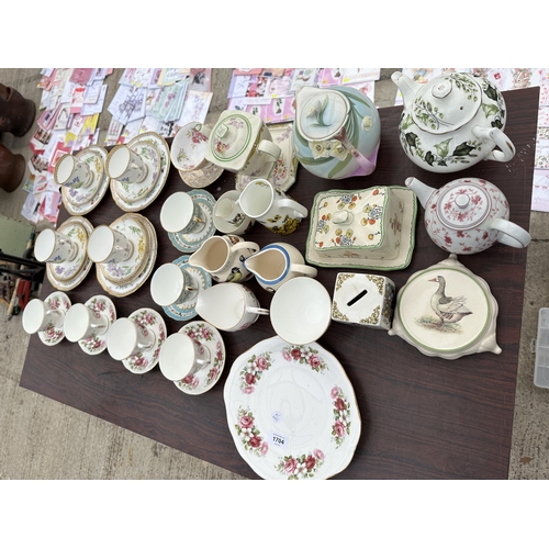 1704 - AN ASSORTMENT OF CERAMICS TO INCLUDE FOUR ROYAL WORCESTER PLACE SETTINGS WITH CUPS, SAUCER, SIDE PLA... 