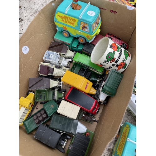 1611 - A LARGE ASSORTMENT OF MODEL VEHICLES AND TOYS TO INCLUDE CARS AND TRUCKS ETC