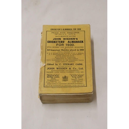 326 - A 1930 COPY OF WISDEN'S CRICKETER'S ALMANACK.  THIS COPY IS IN VERY USED CONDITION AND IS MISSING A ... 