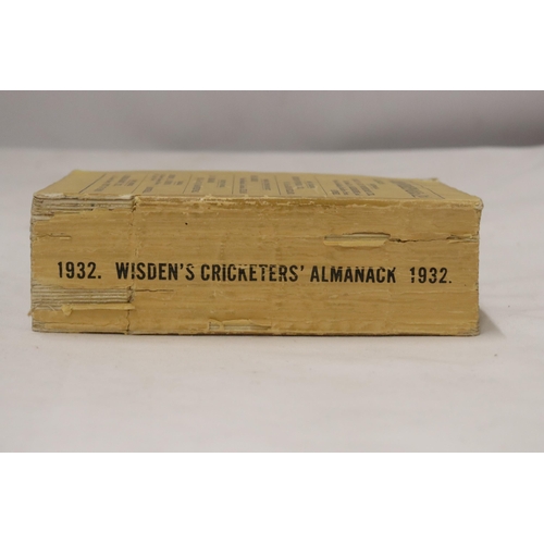 328 - A 1932 COPY OF WISDEN'S CRICKETER'S ALMANACK.  THIS COPY IS IN USED CONDITION, MISSING PART OF THE S... 