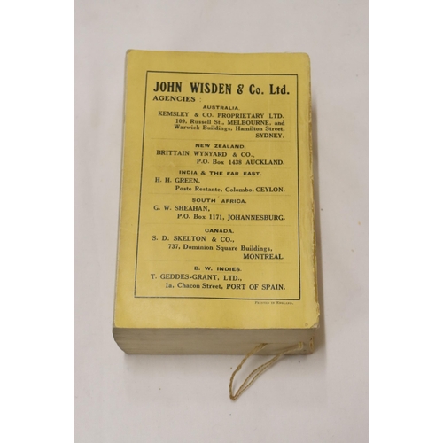 332 - A 1936 COPY OF WISDEN'S CRICKETER'S ALMANACK.  THIS COPY IS IN USED CONDITION, THE SPINE IS INTACT A... 