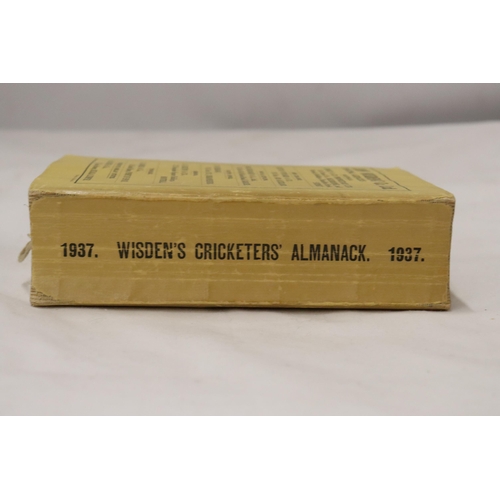 333 - A 1937 COPY OF WISDEN'S CRICKETER'S ALMANACK.  THIS COPY IS IN USED CONDITION, THE SPINE IS INTACT A... 