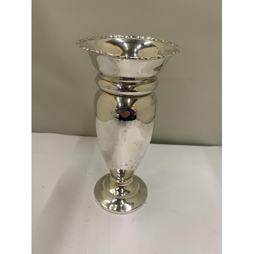 69 - A HALLMARKED BIRMINGHAM SILVER VASE ON A WEIGHTED BASE