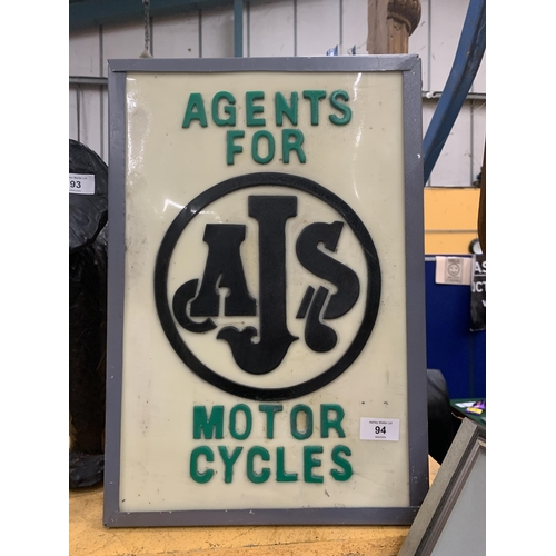 94 - AN ILLUMINATED AGENTS FOR AJS MOTOR CYCLES SIGN