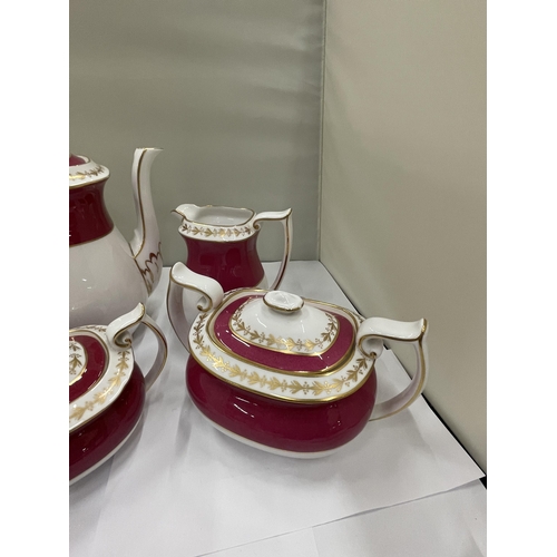 63 - A SPODE BONE CHINA COFFEE SET COMPRISING OF A COFFEE POT, JUG, LIDDED CREAM AND SUGAR