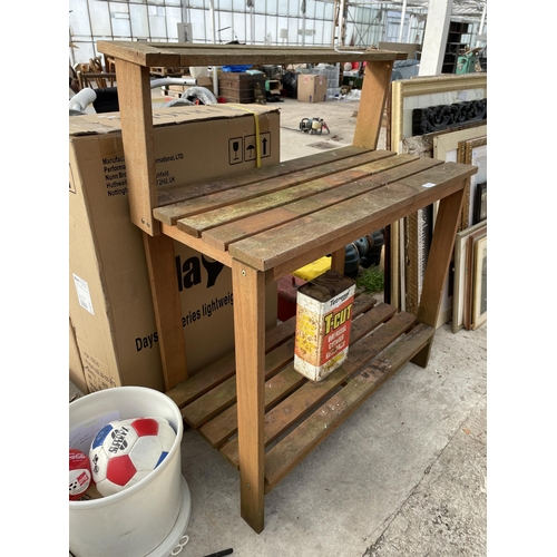 1857 - A WOODEN TWO TIER GREENHOUSE BENCH