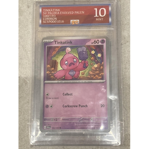 1059 - A GRADED 10/10 TINKATINK POKEMON CARD - PALDEA EVOLVED