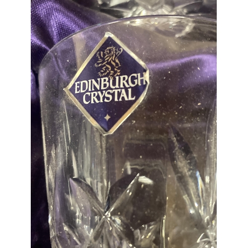 1074 - TWO BOXED SETS OF EDINBURGH CRYSTAL GLASSES TO INCLUDE SIX WHISKY TUMBLERS AND SIX WINE GLASSES