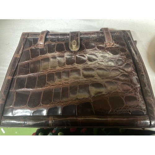 1084 - SIX VARIOUS SNAKE SKIN DESIGN VINTAGE HANDBAGS