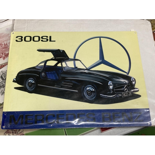 1087 - A MERCEDES BENZ 300SL SIGN, 40CM X 30CM