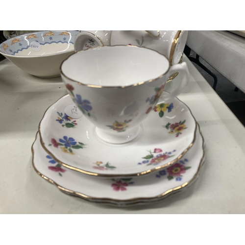 1097 - VARIOUS TEAWARE TO INCLUDE A ROYAL VALE TRIO, A COLCLOGH ROSES TEASET WITH CAKE PLATE, SUGAR BOWL AN... 