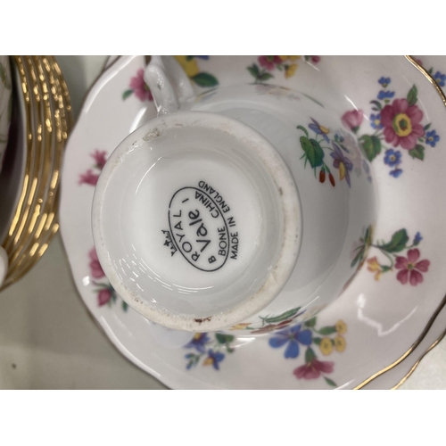 1097 - VARIOUS TEAWARE TO INCLUDE A ROYAL VALE TRIO, A COLCLOGH ROSES TEASET WITH CAKE PLATE, SUGAR BOWL AN... 