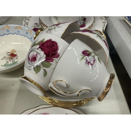 1097 - VARIOUS TEAWARE TO INCLUDE A ROYAL VALE TRIO, A COLCLOGH ROSES TEASET WITH CAKE PLATE, SUGAR BOWL AN... 