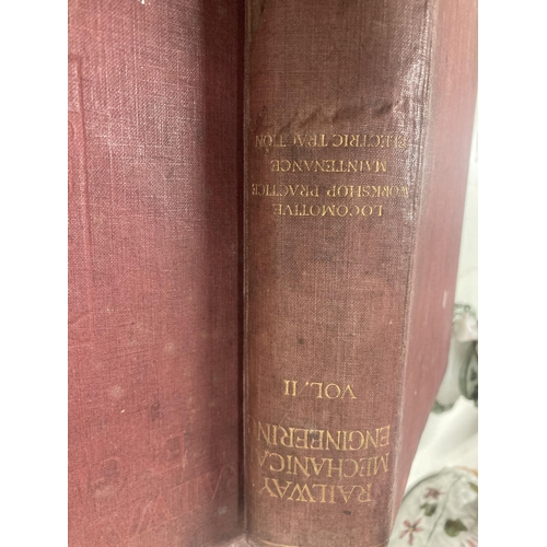 1098 - TWO VINTAGE BOOKS RAILWAY MECHANICAL ENGINEERING VOL 1 & II FROM 1923