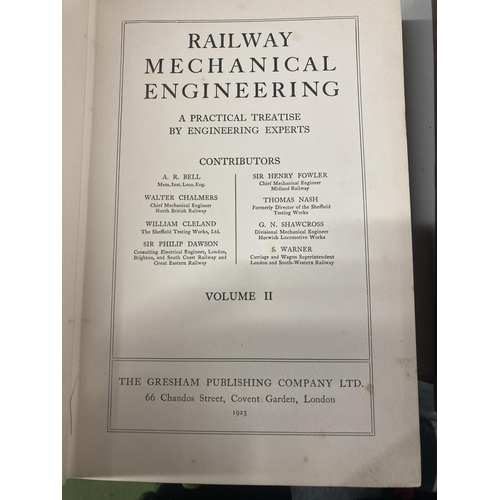 1098 - TWO VINTAGE BOOKS RAILWAY MECHANICAL ENGINEERING VOL 1 & II FROM 1923