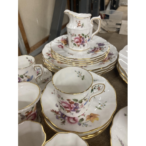 1120 - A COLLECTION OF ROYAL CROWN DERBY CHINA TO INCLUDE CUPS AND SAUCERS, JUG, BEAKERS, PLATES ETC