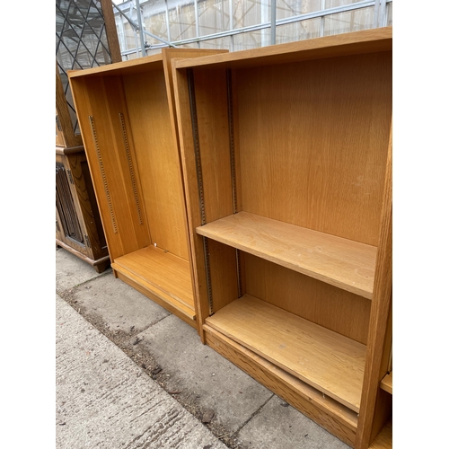 3141 - TWO OPEN OAK BOOKSHELVES - 30' AND 26' WIDE