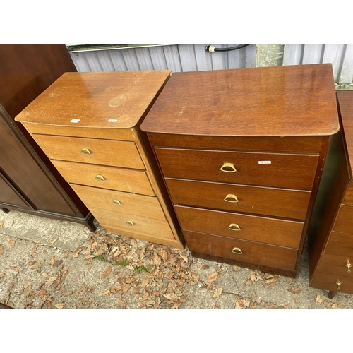 3203 - A PAIR OF LEBUS OAK CHEST OF FOUR DRAWERS - 25 INCH WIDE