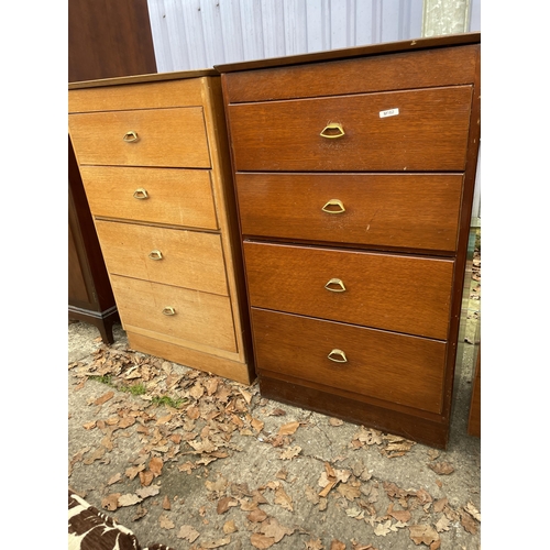 3203 - A PAIR OF LEBUS OAK CHEST OF FOUR DRAWERS - 25 INCH WIDE