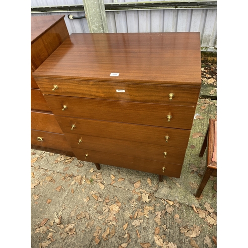 3204 - A RETRO TEAK WRIGHTON CHEST OF FIVE DRAWERS - 30 INCH WIDE