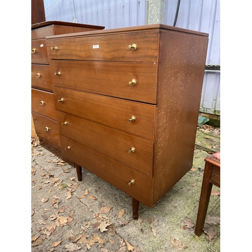 3204 - A RETRO TEAK WRIGHTON CHEST OF FIVE DRAWERS - 30 INCH WIDE