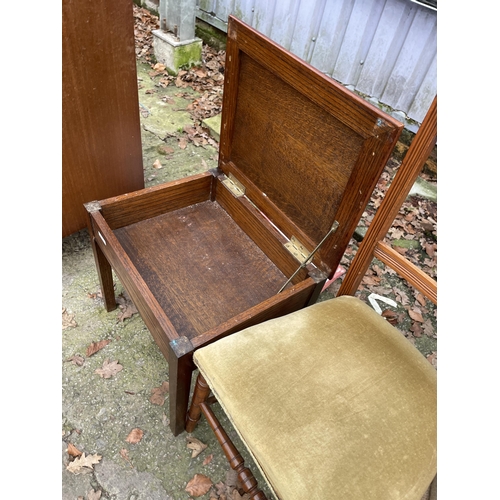 3205 - TWO BEDROOM CHAIRS AND OAK STOOL