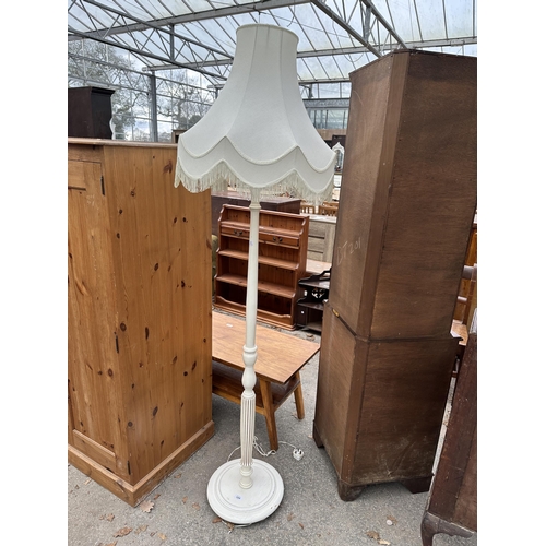 3206 - A PAINTED STANDARD LAMP WITH SHADE