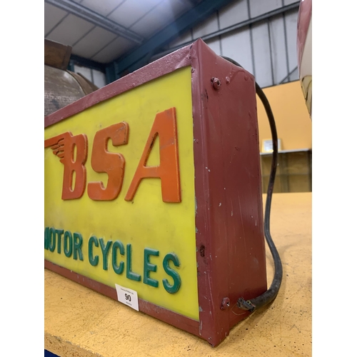 90 - AN ILLUMINATED BSA MOTORCYCLE SIGN