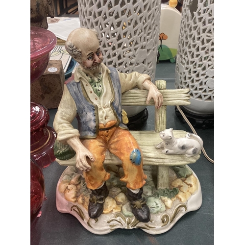 108 - TWO CAPODIMONTE MODELS OF OLD MEN ON BENCHES