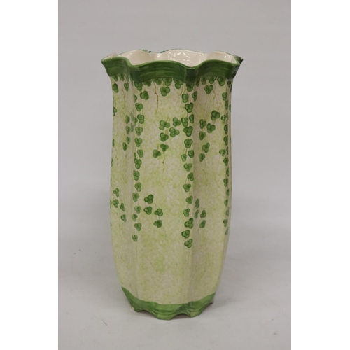 297 - A LARGE GREEN VASE WITH CLOVER DECORATION- 45 CM