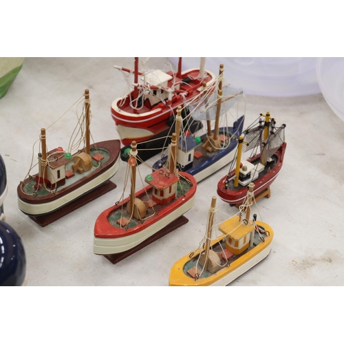 298 - SIX MODELS OF TRAWLER FISHING BOATS