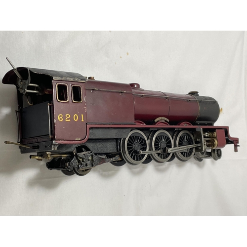 314 - A SCRATCH BUILT LIVE STEAM 30 MM GAUGE 4-6-2 MODEL RAILWAY LOCOMOTIVE NUMBER 6201 IN MAROON AND BLAC... 