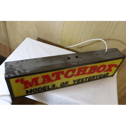 319 - AN ILLUMINATED MATCHBOX MODELS OF YESTERDAY SIGN - 72 X 20 CM