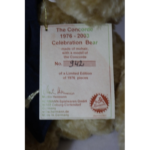 329 - A STEIFF LIMITED EDITION 942 OF 1976 CONCORDE TEDDY BEAR COMPLETE WITH CERTIFICATE