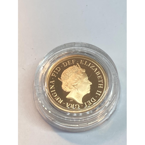 307 - A 2018 THE SOVEREIGN GOLD PROOF LIMITED EDITION NUMBER 2,555 OF 10,500 IN A WOODEN BOXED CASE