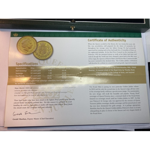 326 - A 2002 ROYAL MINT GOLD PROOF FOUR COIN COLLECTION CELEBRATING QUEEN ELIZABETH II GOLDEN JUBILEE TO I... 