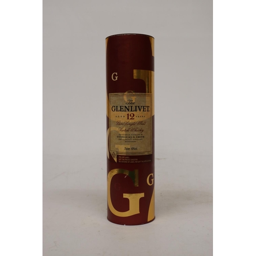 308 - A BOTTLE OF THE GLENLIVIT 12 YEAR MALT WHISKY, BOXED