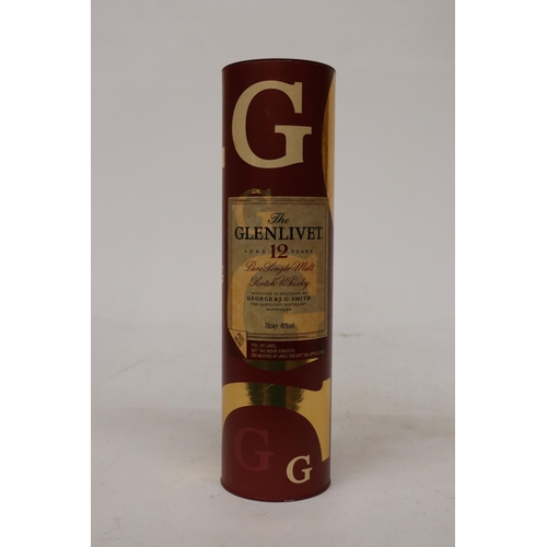 308 - A BOTTLE OF THE GLENLIVIT 12 YEAR MALT WHISKY, BOXED