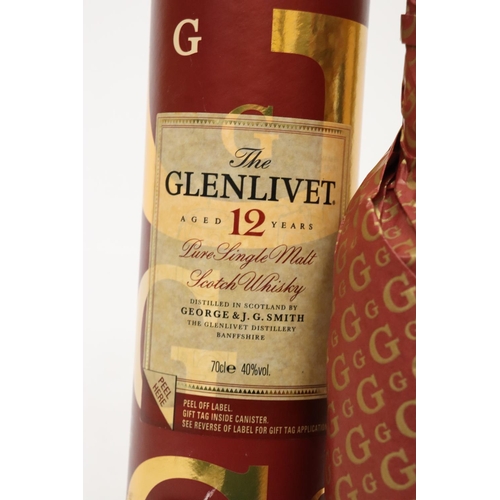 308 - A BOTTLE OF THE GLENLIVIT 12 YEAR MALT WHISKY, BOXED