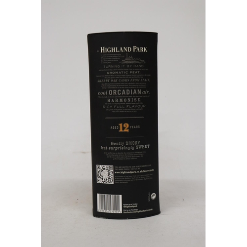 318 - A BOTTLE OF HIGHLAND PARK 12 YEAR OLD WHISKY, BOXED