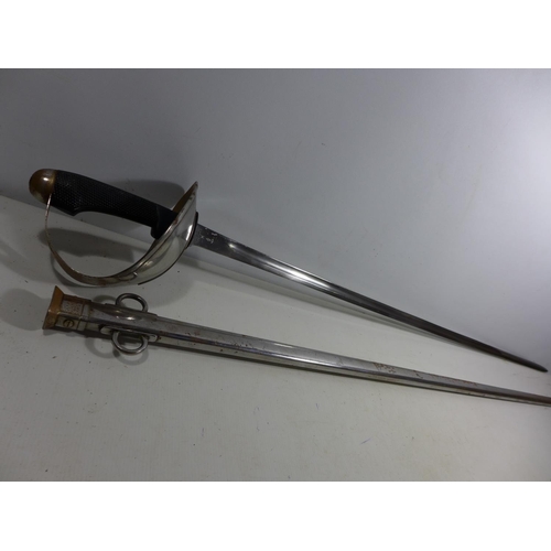 313 - A REPLICA 1908 PATTERN CAVALRY TROOPERS SWORD AND SCABBARD, 89CM BLADE, LENGTH 110CM