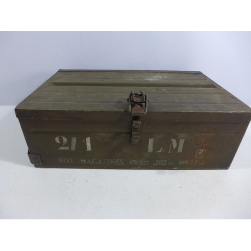 345 - A .303 BREN GUN MAGAZINE BOX COMPLETE WITH TWELVE MAGAZINES