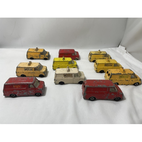 334 - TEN DINKY TOYS, DIECAST BEDFORD CF VANS, FOR RESTORATION