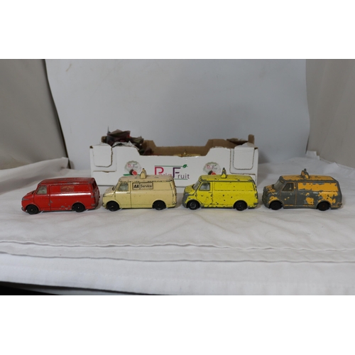 334 - TEN DINKY TOYS, DIECAST BEDFORD CF VANS, FOR RESTORATION