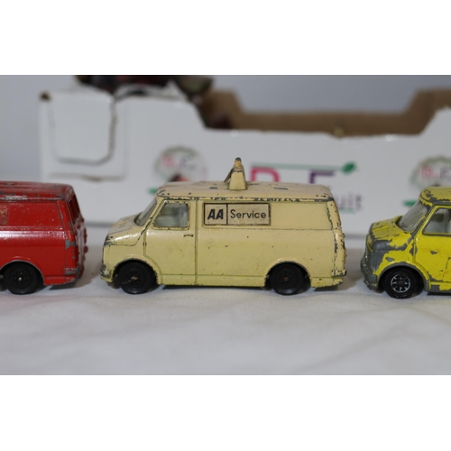 334 - TEN DINKY TOYS, DIECAST BEDFORD CF VANS, FOR RESTORATION