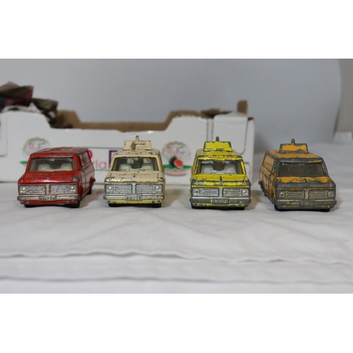 334 - TEN DINKY TOYS, DIECAST BEDFORD CF VANS, FOR RESTORATION