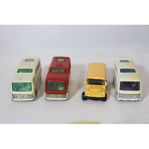 338 - A LARGE QUANTITY OF DIECAST TOY BUSES AND COACHES TO INCLUDE MAJORETTE, MATCHBOX,ETC