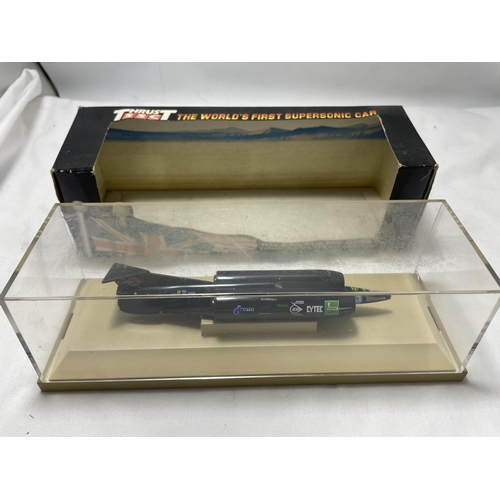 344 - A THRUST SSC SUPERSONIC CAR LESS MODEL SIGNED BY RICHARD NOBLE AND ANDY GREEN BNIB IN BOX